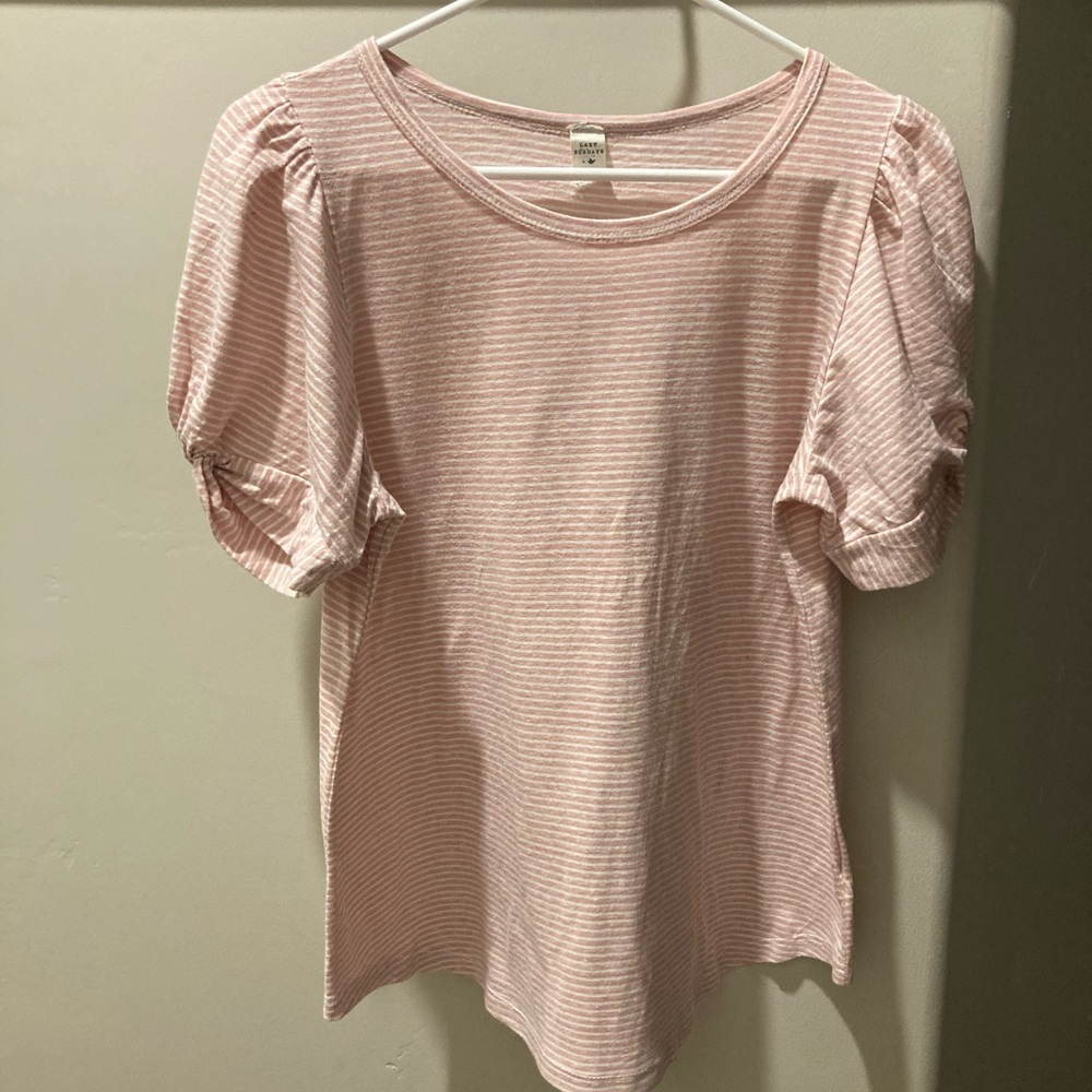 Peach and white striped shirt